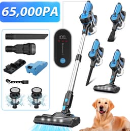 Grenintol Steelstofzuiger - 8 in 1 Steelstofzuiger Draadloos - Zelfstaande Stofzuiger Zonder Zak - 300W/2200 mAh Accu - 55 Minuten - 1,2 L Stofbak - voor Tapijten en Harde Vloere - 65,000PA - Blauw — thumbnail 1