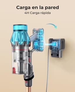Luxe Steelstofzuiger – Draadloos – Stofzuiger zonder Zak op Accu – Tapijtreiniger – Vacuum Cleaner Wireless – 550W – Grijs/Rood — thumbnail 5