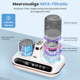 MrGoods Huisstofmijt Stofzuiger - Tapijt Reiniger - Bank & Matras Reiniger - HEPA Filter - Draadloos - Bed Reiniger Stofzuiger - Bacterie, Mijt & Schimmel Bestrijder - Zonder Zak — thumbnail 2