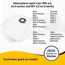 DEGG® – Stofzuigerzakken 20 stuks – Voordeelverpakking – Geschikt voor Kärcher WD4, WD5, WD6, MV4, MV5 & MV6 – Extra Sterk, Duurzaam & Voordelig — thumbnail 5
