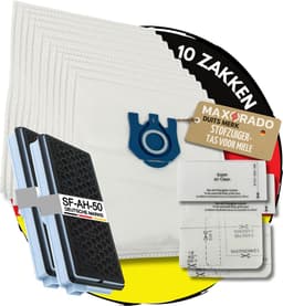 Maxorado Stofzuiger Set 16-delig - 10 zakken + 2 Hepa + Uitblaas + 2 Motor Filter - geschikt voor Miele C3, C2, S8340, S8430, S8310, S8360, S8, S5, S5211, S5210, S8460 — thumbnail 1
