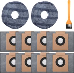 8 stuks stofzakken vervanging + 2 wasbare dweildoeken compatibel met Eufy Clean X8 Pro robotstofzuiger, zelfleeg station, grote capaciteit stofzuigerzakken, stofzuigeraccessoires — thumbnail 1