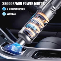 Draadloze Handstofzuiger - 120 W, 9500 PA, Lichtgewicht en Draagbaar, Ideaal voor Huis en Auto, Met LED Lamp en Diverse Accessoires — thumbnail 4