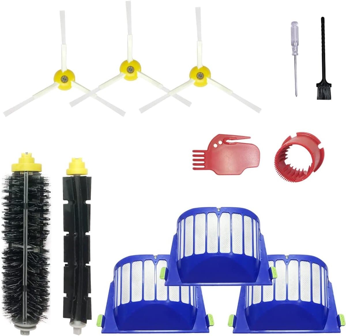 Robot Stofzuiger Accessoires voor i-Robot Roomba 600 & 500 Serie, 3 Filter, 3 Zijborstel, 1 Borstel — afbeelding 1