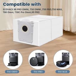 Stofzuigerzak gescht voor Ecovacs Deebot X8/X9 PRO Omni/T50 Pro Omni/T50 Max Pro/T50 Omni/T80/T30C robotstofzuiger,actieve koolstofzak accessoires,10 stuks 3L capaciteit stofzuigerzakken,reserveonderdelen — thumbnail 2