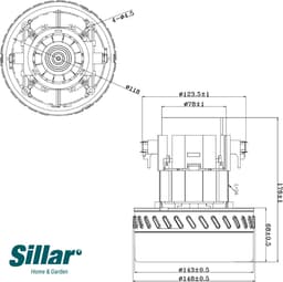Sillar, stofzuigermotor 1200W H175 - 2-turbine - vervanging - geschikt voor industriele stofzuiger Karcher PUZZI NT Philips TRIATHLON Rowenta Bosch Starmix - 220V - 50/60Hz — thumbnail 5