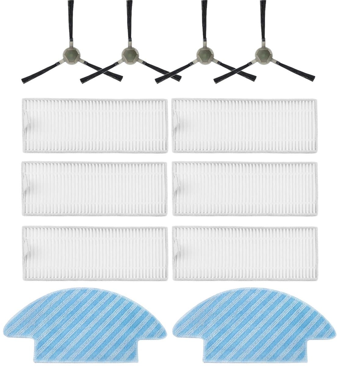 Accessoires set - Geschikt voor Lefant M210 M210S M210B M210P M213 OKP Life K2 K3 K3A K4 K5 Stofzuiger - Reserveonderdelen - 6 HEPA-filters, 4 Zijborstels, 2 Dweilpads — afbeelding 1