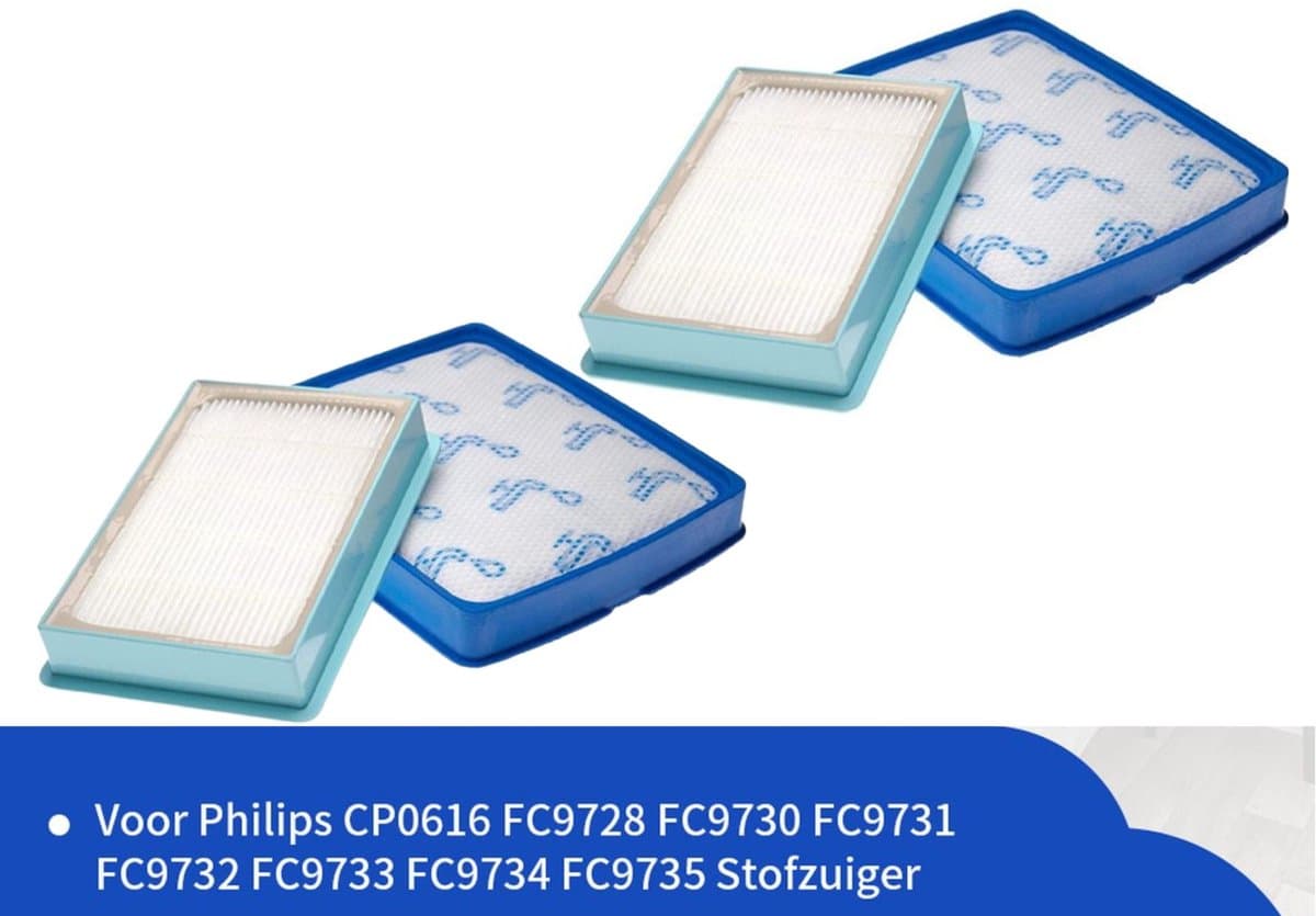 Replacements® filterset – Geschikt voor Philips PowerPro Expert | 2x Uitblaasfilter + 2x Motorfilter — afbeelding 1