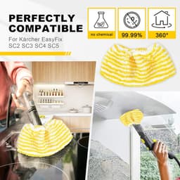 Geschikt voor 5-pack stoomreinigerpads met 5 handsproeierpads, compatibel met Karcher EasyFix SC2, SC3, SC4, SC5 stoomreiniger, veelzijdige reinigingsoplossingen, wasbaar en herbruikbaar, geel en wit-Belle's product — thumbnail 2