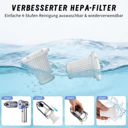 Glitzerlife - Handstofzuiger, Accu, Mini-Stofzuiger, Draadloos, 25000 Pa, Handstofzuiger, Sterk, 4-In-1 Autostofzuiger Met Borstelloze Motor, 3 Standen, DraagGlitzerlife -bare Stofzuiger Voor Auto - Zilver-Wit — thumbnail 2