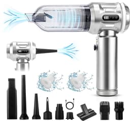 Glitzerlife - Handstofzuiger, Accu, Mini-Stofzuiger, Draadloos, 25000 Pa, Handstofzuiger, Sterk, 4-In-1 Autostofzuiger Met Borstelloze Motor, 3 Standen, DraagGlitzerlife -bare Stofzuiger Voor Auto - Zilver-Wit — thumbnail 1