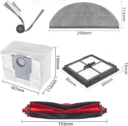 13 stuks vervangende accessoires geschikt voor Roborock Q10 VF+/PF robotstofzuiger - 1 hoofdborstels, 4 zijborstels, 4 HEPA-filters, 4 dweilpads — thumbnail 2