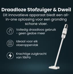 Purgato Draadloze 2-in-1 Stofzuiger & Dweil - 16 kPa - 400 W - Geïntegreerde Watertank - Wit — thumbnail 2