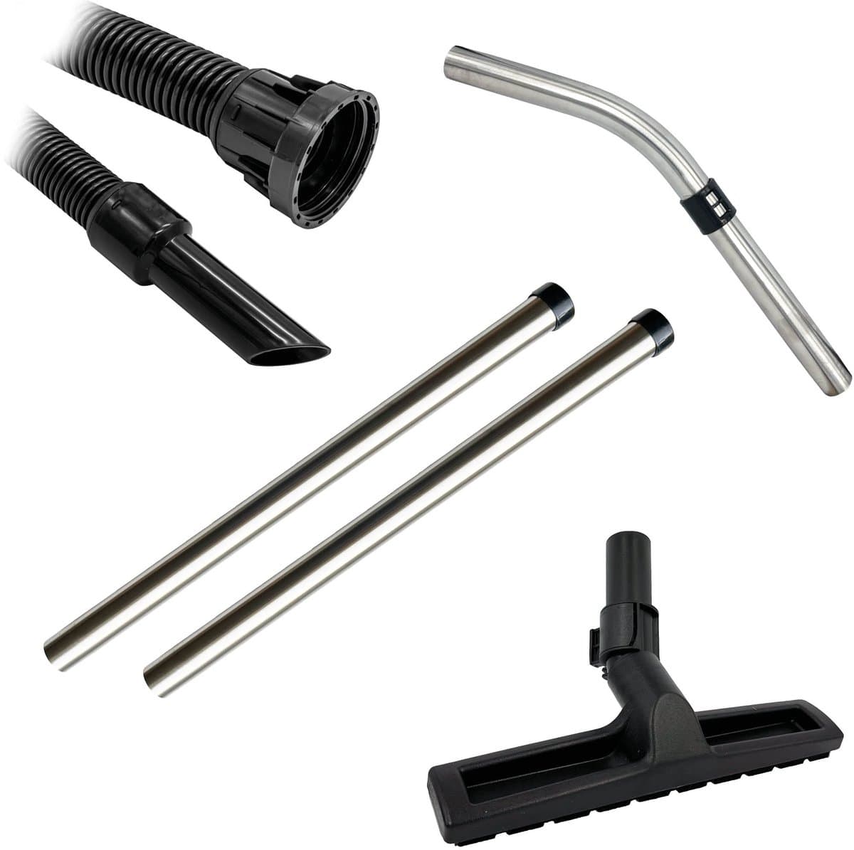 Multaparts® hulpstukken set geschikt voor Numatic Henry / Hetty series parket zuigmond, complete stofzuigerslang (2.5 meter), RVS buizen & RVS zuigbocht | Vervang alle hulpstukken in 1 keer | Professionele kwaliteit onderdelen voor een setprijs — afbeelding 1
