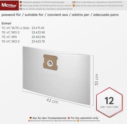 20 stofzuigerzakken 12l - compatibel met alle 12 liter Einhell stofzuigers voor nat gebruik - vuilopvangzak zoals 2351159 - DSM 44 type — thumbnail 5