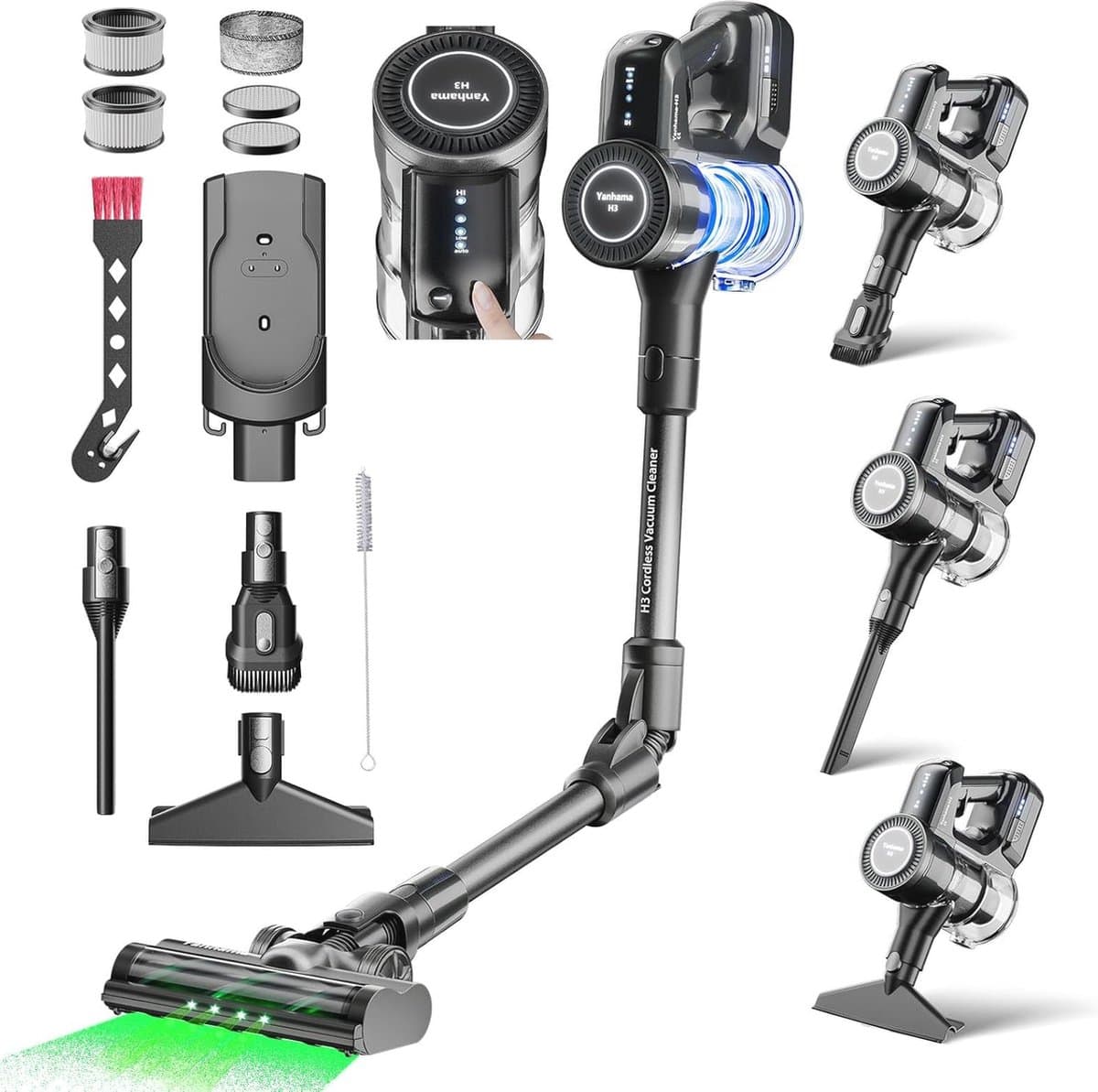 Draadloze stofzuiger 4-in-1 met sterke zuigkracht - 60 minuten accuduur, 7-traps filtratie — afbeelding 1