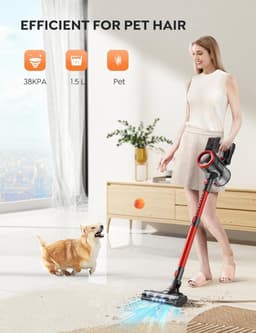 Draadloze Stofzuiger - Elektrische Bezem - Huis Schoonmaken - Automatische Modus - 55 Min Looptijd - Rood — thumbnail 5