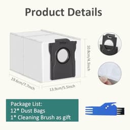 PromoHome 12 Stofzakken 3,2l Compatibel met Dreame X50 X40 X30 Ultra - Vervangende Stofzuigerzakken voor L40 Ultra, L10S Pro Ultra, L10S Ultra Gen 2, L10S Plus, D10 Plus Gen 2, Mova E30 Ultra, P50 Pro Ultra — thumbnail 4