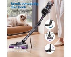 Lubluelu P5 Flexibel en opvouwbaar Draadloze Steelstofzuiger 50Kpa- 5 in 1 Handstofzuiger - Zelfstaand Design - 50 Min Gebruikstijd - Verwijderbare Batterij- Anti-klit Borstel - HEPA-filter - LED-koplampen