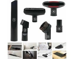 Stofzuigeraccessoireset - 6-delige set - Geschikt voor stofzuigers met een mondstukdiameter van 32 mm tot 35 mm - Compatibel met mondstukken van Karcher, Rowenta, Hoover, Xoiture, Bosch en Miele.