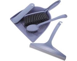 Mini Bezem Stoffer Set - Kleine Schoonmaakset - Bureau Schoonmaken - Compact Ontwerp - 34.5 x 22.5 cm - Lavendel