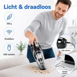 Traumheim® Kruimelzuiger Draadloos - Kruimeldief Snoerloos - Nat & Droog Zuigen - Wasbaar HEPA Filter - 500g - Auto en Woning — thumbnail 4