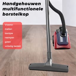 Zakloze Stofzuiger voor Huishoudelijk Gebruik | Complete set met vloerborstel, flexibele slang en verlengbuizen | Compacte stofzuiger voor harde vloeren en tapijten — thumbnail 4