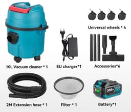 Cellista 3-in-1 Accu Nat & Droog Stofzuiger 35kPa - Draadloze Industriële Reiniger - 10L Tank - Auto & Huis Stofzuiger - 1 Accu Set — thumbnail 1