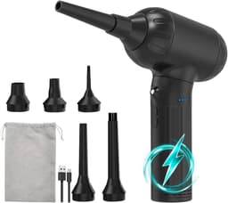 Elektrische Luchtblazer - Stofverzamelaar - Apparaten Reinigen - Krachtige 90.000 RPM - 3 Snelheden - Zwart — thumbnail 1