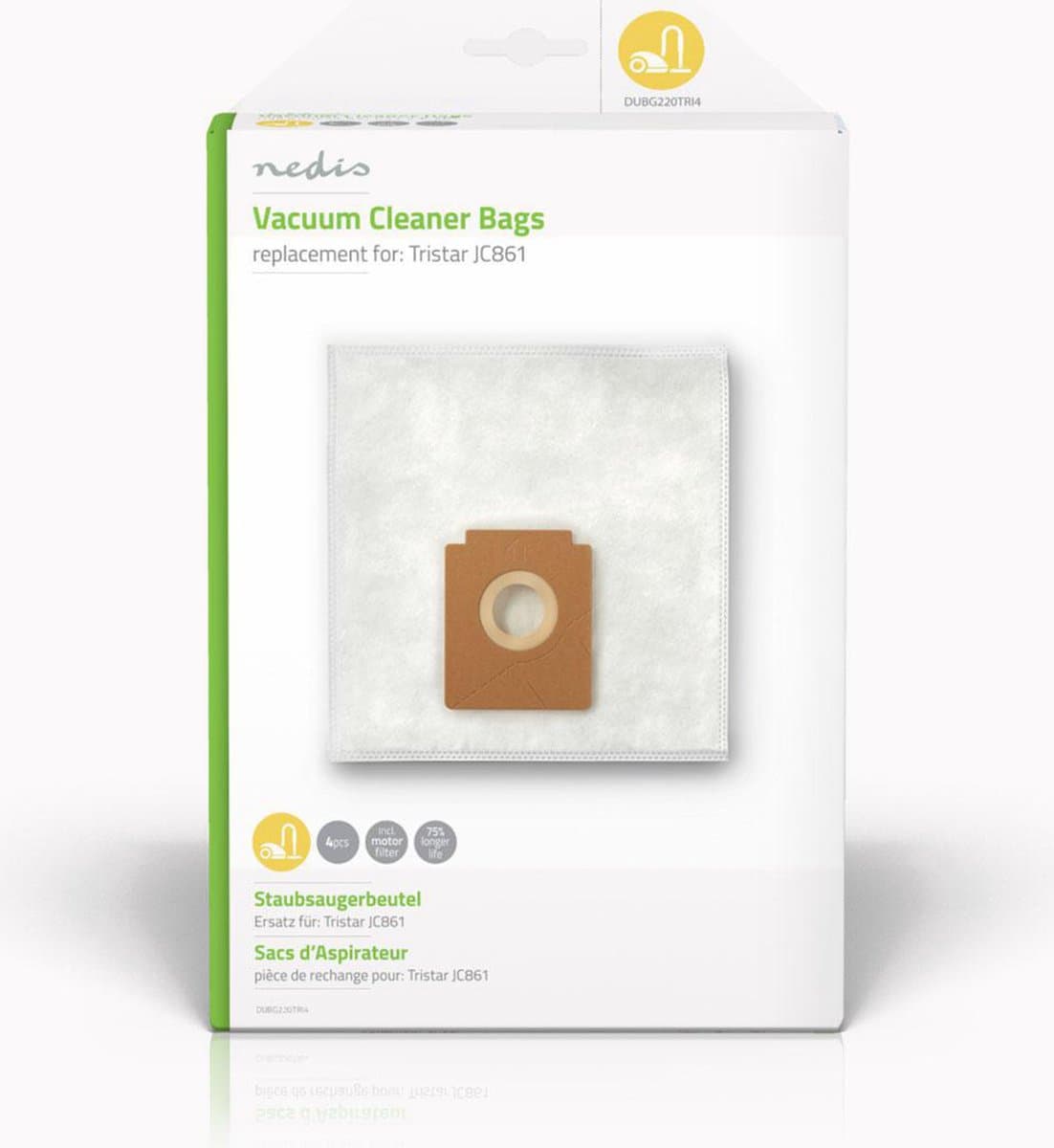 Nedis Stofzuigerzak - 4 Stuks - Synthetisch - Meest verkocht voor: Tristar JC861 - Wit — afbeelding 1