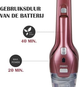 PRIMO PR508SV Steelstofzuiger Draadloos 2-in-1 - Stofzuiger Zonder Zak - Kruimelzuiger - HEPA Filter - Bordeaux — thumbnail 5
