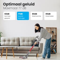Auronic Steelstofzuiger Draadloos 220W - Draadloze Stofzuiger - HEPA Filter - Zelfstaand - Op Accu - Zonder Zak - Kruimeldief - Vacuum Cleaner - Grijs/Rood — thumbnail 4