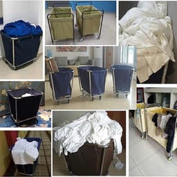 Wasmandzak - Vervangende zak - Wassen organiseren - Waterdicht Oxford - 400 liter capaciteit - Blauw Bruin — thumbnail 2