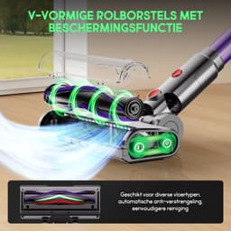 Hiaonyx steelstofzuiger - 9-in-1 steelstofzuiger draadloos - 75000pa - Met dierenborstel - LED Groene Stofdetectielamp - Geschikt voor Tapijten - Harde Vloeren en Dierenharen - 2-liter stofopvangbox - Paars — thumbnail 5