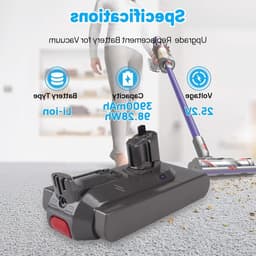Krachtige 25.2V 3900mAh Snap-in Accu voor Dyson V11 en V15, Geschikt voor Torque Drive en Absolute Modellen, Vervangingsbatterij met Lange Levensduur — thumbnail 5