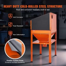 Zandstraalkast met standaard - Straalcabine - Oppervlaktebehandeling - Robuust staalconstructie - 60 gallon capaciteit - Zwart — thumbnail 5