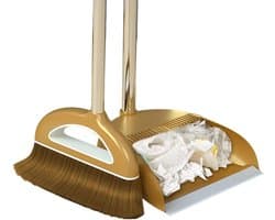 Bezem en Stofpan - Reinigingsset - Snel Opruimen - Ruimtebesparend Ontwerp - Compact - Goud