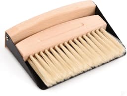 Kleine veegset - Mini stoffer blik - Bureau opruimen - Houtmateriaal - 16 x 13 x 4 cm - Beige zwart — thumbnail 1