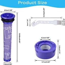 4-delige filtervervangingsset voor Dyson V8 Absolute - V7 Absolute - V7 Motorhead en V7 Animal stofzuigers. 2 filters voor de motor en 2 HEPA-voorfilters. Vergelijkbaar met onderdeelnummer DY-96566101 en DY-96747801. — thumbnail 2