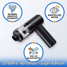 Ryoudavell - Autostofzuiger - 20000Pa - Borstelloze Motor - Draadloos - Zuigen en Blazen - USB Oplaadbaar - Handstofzuiger - Kruimelzuiger — thumbnail 4