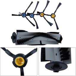 Hoofdrolborstel zijborstelset - Reserveonderdelen robot - Robotstofzuiger onderhoud - Compatibel met diverse modellen - 1 hoofdborstel 4 zijborstels - Zoals afgebeeld — thumbnail 2