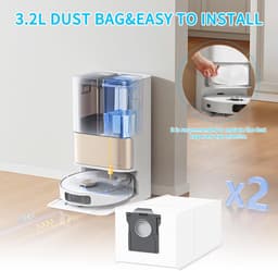 5 stuks stofzakken- compatibel met Dreame L10/L10s/L20/X20/X30/X40/X50/L40/L50 Ultra- Mova P10/E30/P50/V50 Ultra- 3,2 l grote capaciteit- 4-laagse filterstructuur- voor Dreame stofzuigerzakken — thumbnail 5