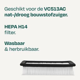 VONROC HEPA H14 filter – wasbaar – voor VONROC nat-/droog bouwstofzuiger VC513AC — thumbnail 3