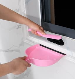 Mini Handbezem - Stoffer en Blik - Bureau Schoonmaken - Zacht en Duurzaam - 20 x 31 cm - Roze — thumbnail 3