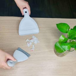 Stoffer en blik - Mini bezem - Bureau schoonmaken - Ergonomisch ontwerp - 1 stuk - Gebroken wit — thumbnail 4