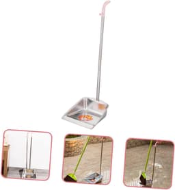Stoffer en blik - Huishoudelijk gereedschap - Efficiënt schoonmaken - Staande stofpan - 87 cm lengte - Zilver en roze — thumbnail 5