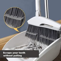 Stoffer en blik - Vegen set - Huishoudelijk schoonmaken - Roestvrij staal handvat - 92 cm bezem - Grijs — thumbnail 2