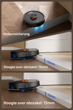 Robotstofzuiger TEENDOW D10Smax met 3 zuigstanden tot 4500Pa, 250 ml watertank, LDS-laserdetectie, app- en Google-assistentbesturing, lange accuduur van 120 minuten, stil (<70dB), en automatische oplading. — thumbnail 5
