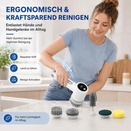 Draadloze elektrische schoonmaakborstel met 5 opzetstukken en 2 snelheidsstanden, Geschikt voor badkamers, doucheruimtes, keukens en tegels. — thumbnail 2