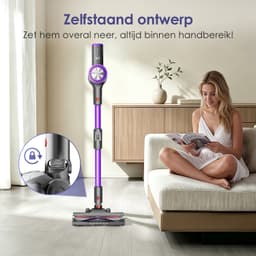 Hiazurm Steelstofzuiger Draadloos - 70 min Gebruikstijd - 50000 Pa - Buigbare Steel - 2-in-1 Kruimeldief - OLED-display - 1,6L - Paars — thumbnail 2